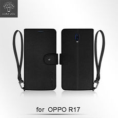 Metal-Slim OPPO R17 素雅磁扣掛飾TPU皮套-紳士黑