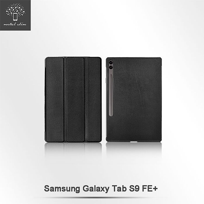 Metal-Slim Samsung Galaxy Tab S9 FE+ SM-X610/SM-X616 高仿小牛皮三折站立磁吸皮套
