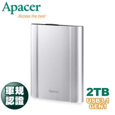 Apacer宇瞻 AC730 USB3.1 Gen1軍規抗摔鋁合金屬行動硬碟2TB
