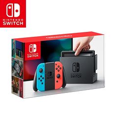 任天堂 Nintendo Switch主機-電光藍紅+1-2-Switch-英日文合版+遊戲三選一+晶透保護殼007 贈玻璃保貼+防塵豪華組