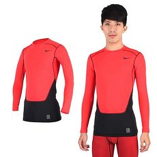 【NIKE】PRO COMBAT男長袖緊身衣-保暖 慢跑 健身 重訓 T恤 橘紅黑