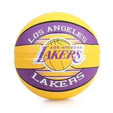 【SPALDING】湖人 LAKERS 籃球-戶外 NBA 隊徽球 斯伯丁 紫黃