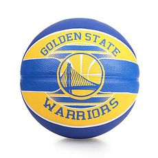 【SPALDING】勇士 WARRIORS 籃球-戶外 NBA 隊徽球 斯伯丁 藍黃F