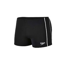 【SPEEDO】CLASSIC 男運動四角泳褲-平口泳褲 游泳 戲水 黑白30