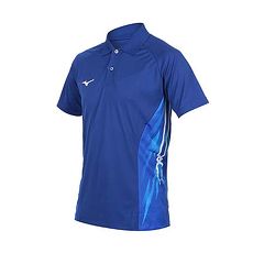 【MIZUNO】男短袖POLO衫-翻領 慢跑 美津濃 藍白