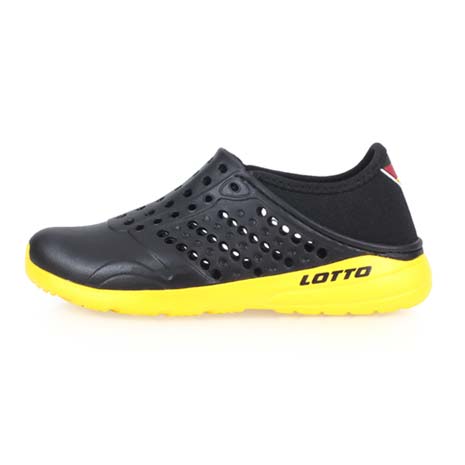 【LOTTO】男女兒童潮流洞洞鞋-游泳 海邊 水陸鞋 懶人鞋 黑黃