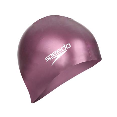 【SPEEDO】PLAIN MOULDED 成人矽膠泳帽-游泳 戲水 海邊 沙灘 紫