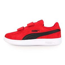 【PUMA】SMASH V2 SD V PS 男女童復古休閒鞋-童鞋 平底鞋 慢跑 紅黑