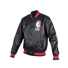 【NIKE】男NBA防風棒球外套-風衣外套 籃球 保暖外套 鋪棉 黑紅
