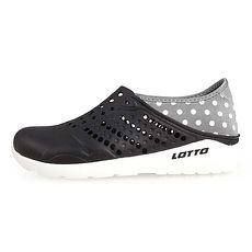 【LOTTO】女波點洞洞鞋-海邊 排水 水陸鞋 懶人鞋 走路鞋 輕便鞋 黑灰