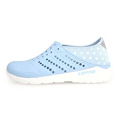 【LOTTO】女波點洞洞鞋-海邊 排水 水陸鞋 懶人鞋 走路鞋 輕便鞋 水藍白