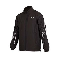 【MIZUNO】男平織運動外套-立領外套 防潑 美津濃 黑銀白