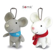 【Luft Mic】MIC老鼠 流行吊飾/耳機塞 白/灰 +【經典卡通人物】超細纖維手機擦拭袋(隨機)