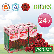 【囍瑞 BIOES】 隨身瓶純天然蔓越莓綜合原汁 一箱(200ml-24瓶)