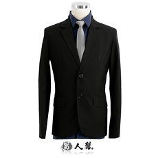 【男人幫】韓版修身顯瘦經典黑色格紋窄版雙扣西裝外套 紳士雅痞款(C5320)