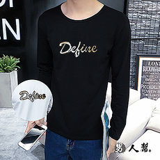 【男人幫】T5689 MIT 台灣製造 英文字母美式貼布立體圖案純棉長袖T恤 情侶TT5689