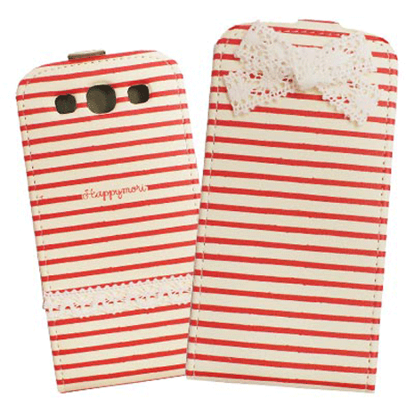 HAPPYMORI SAMSUNG GALAXY S3 條紋蝴蝶 掀蓋式皮套