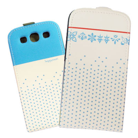 HAPPYMORI SAMSUNG GALAXY S3 聖誕點點 掀蓋式皮套 藍色