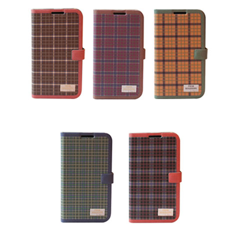 HAPPYMORI Apple iPhone5/5S 騎士格紋 書本式皮套 紅框/棕底