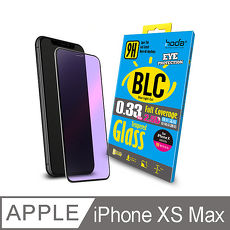 【hoda】iPhone Xs Max (6.5吋) 2.5D隱形滿版 0.33mm 抗藍光玻璃保護貼