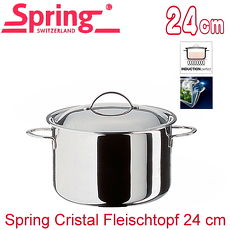 【瑞士Spring】cristal水晶系列多層複合金高身雙耳燉鍋-24cm