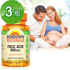 Sundown日落恩賜 高單位葉酸800mcg錠(100錠/瓶)3入組