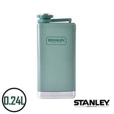 【美國Stanley】不鏽鋼保溫瓶/SS Flask經典酒壺 0.24L錘紋綠