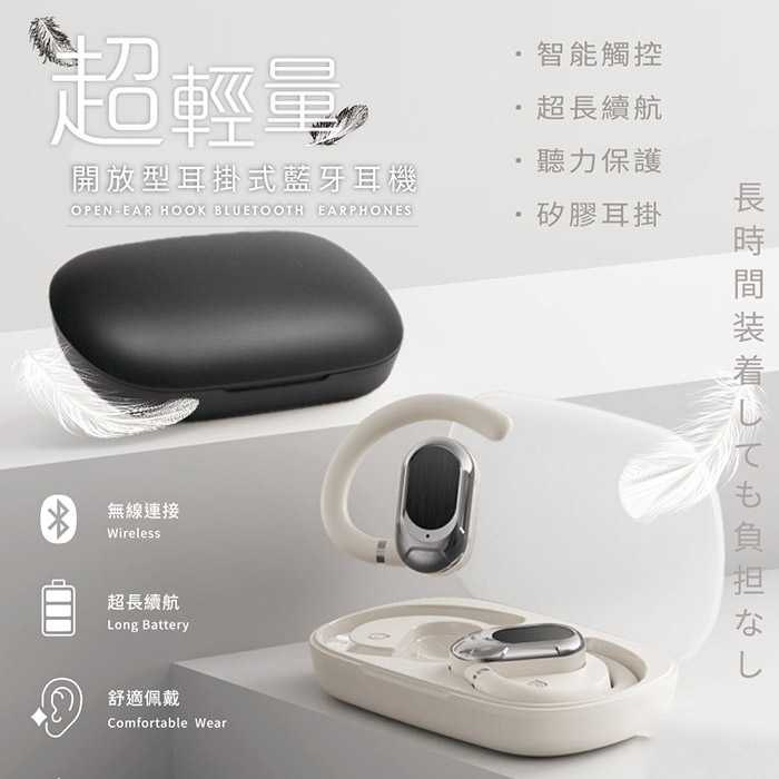 Songwin 超輕量開放型 耳掛式藍牙耳機 PH-BT4800鋼琴白