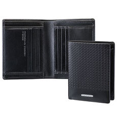 【PORSCHE DESIGN 保時捷】P3300 Icon CardHolder V8 blk 小牛皮浮雕Logo / 8卡短夾皮夾