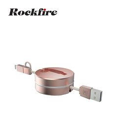 Rockfire粉餅盒二合一Lightning & Micro USB伸縮充電傳輸線