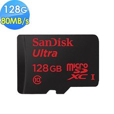 【SanDisk 新帝】128GB Ultra microSDXC UHS-I 80MB/s 記憶卡