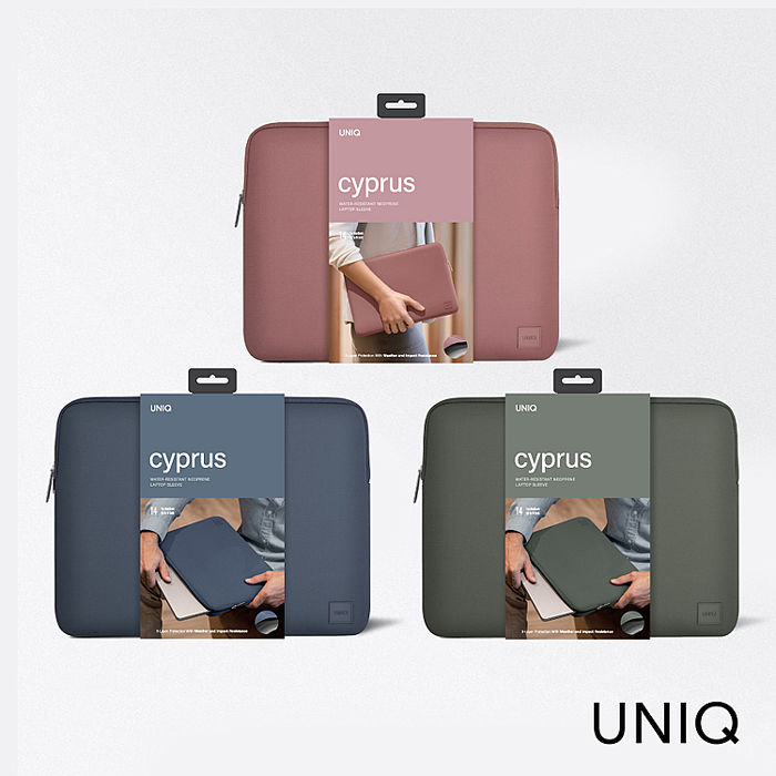 UNIQ MacBook 14吋 Cyprus 輕薄毛絨內膽包深淵藍