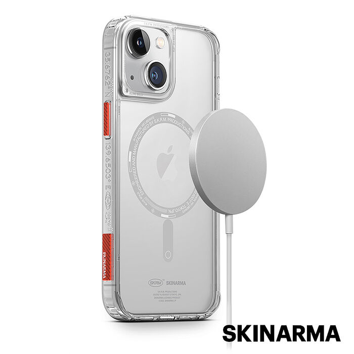 Skinarma日本潮牌 iPhone 14/15 Plus 共用 Saido 低調風格四角防摔手機殼 支援磁吸-透明