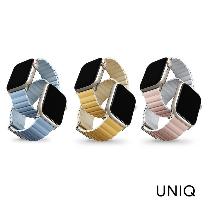 UNIQ Apple Watch 41/40/38mm Revix矽膠真皮錶帶北極藍/寶寶藍
