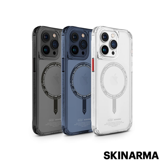 Skinarma iPhone 15 Pro Saido低調風格磁吸防摔手機殼 附扣具透明