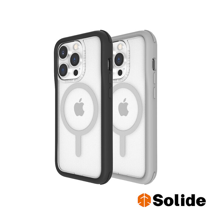 Solide iPhone 15 Pro Max Venus維納斯抗菌軍規防摔磁吸手機殼(附透明霧面背蓋)雅痞灰