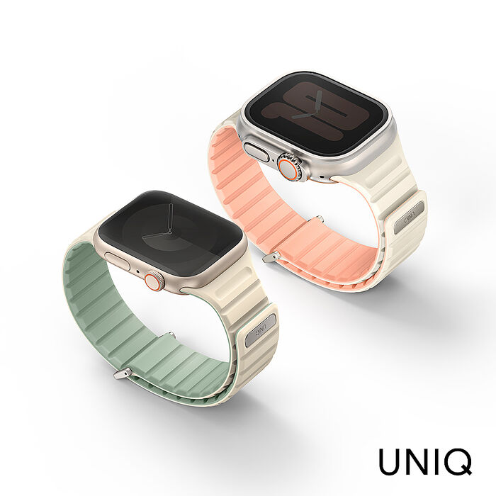 UNIQ Apple Watch 38/40/41mm Revix EVO 雙色矽膠磁吸錶帶粉米