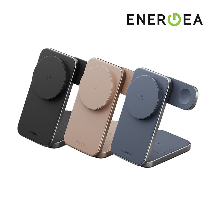 Energea Magtrio Plus 三合一 Qi2折疊磁吸無線充電座灰