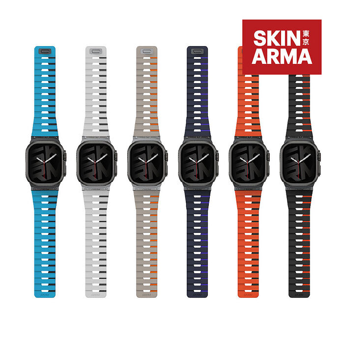 SKINARMA 日本東京 Gemini 雙色矽膠磁吸錶帶42/41/40mm-粉+桃紅