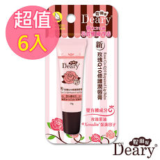 Deary媞爾妮 玫瑰Q10修護潤脣膏(10g/支)x6