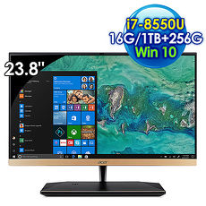 ACER Aspire S24-880 All-In-One 桌上型電腦(i7-8550U/23.8吋非觸控/16G/1T+256G SSD/Win10 )
