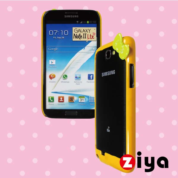ZIYA Samsung Galaxy Note 2 N7100 炫彩蝴蝶結雙色邊框 - 絢麗黃