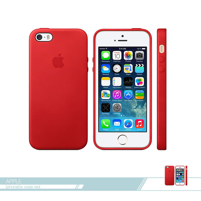 APPLE蘋果 原廠iPhone 5/ 5S/ SE 專用 皮革護套-紅 /手機保護殼 /防護背蓋