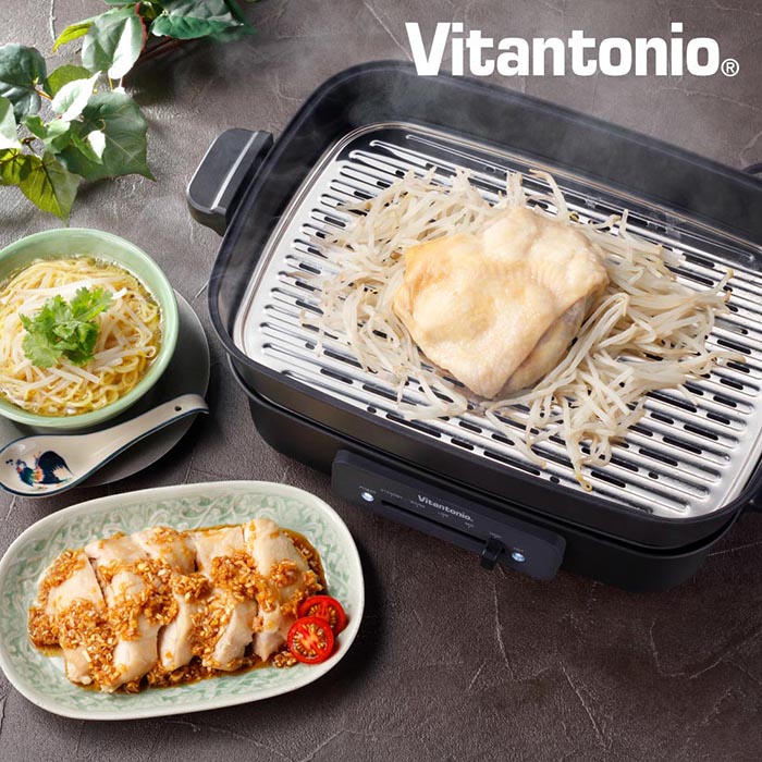 日本Vitantonio 電烤盤專用燉煮深鍋含蒸架