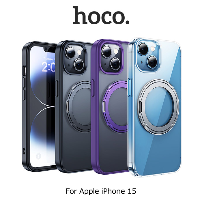 hoco Apple iPhone 15/15 Plus/15 Pro/15 Pro Max AS1 旋轉磁吸支點殼iPhone 15 Pro Max 紫
