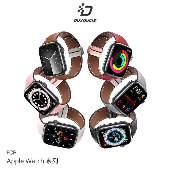 DUX DUCIS Apple Watch (38/40/41mm)(42/44/45/49) YA 真皮錶帶 手錶帶 表帶 磁扣 小牛皮 防水 防汗 透氣 商務(38/40/41mm)粉色