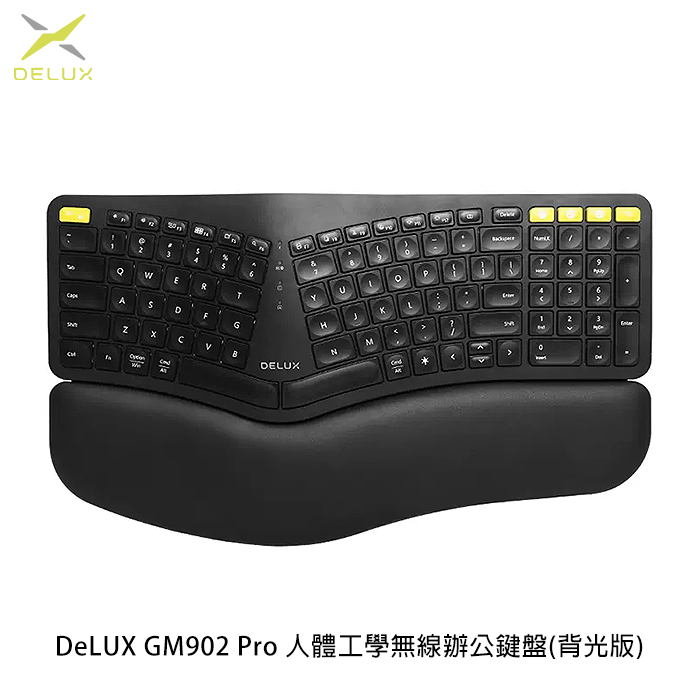 DeLUX GM902 Pro 人體工學無線辦公鍵盤(背光版) 無線鍵盤 背光鍵盤 藍牙鍵盤 減壓鍵盤 姿勢矯正
