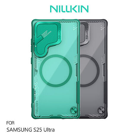 NILLKIN SAMSUMG 三星 Galaxy S25 Ultra S25U 冰空 Prop 磁吸保護殼(覆蓋版) 保護套 手機殼 雙料殼 鏡頭保護 可站立 鏡頭支架 防塵 鏡頭蓋 MagSafe冰川綠