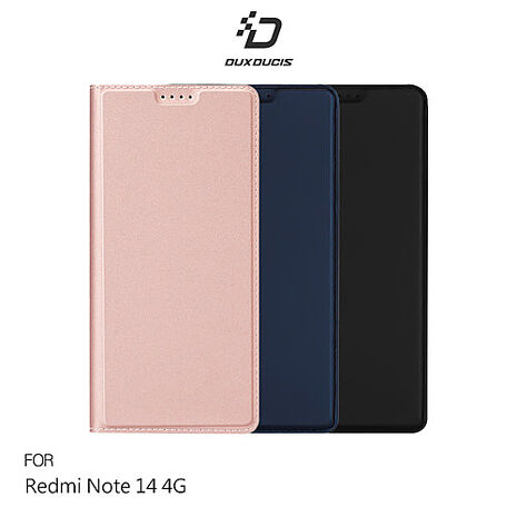 DUX DUCIS Redmi 紅米 Note 14 4G SKIN Pro 皮套 側翻皮套 插卡 可立 保護套 手機套 膚感皮套黑色