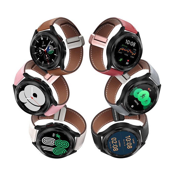 DUX DUCIS 通用款 YA 真皮錶帶 (20mm/22mm) 手錶帶 磁扣 小牛皮 防水 透氣20mm-鈦灰